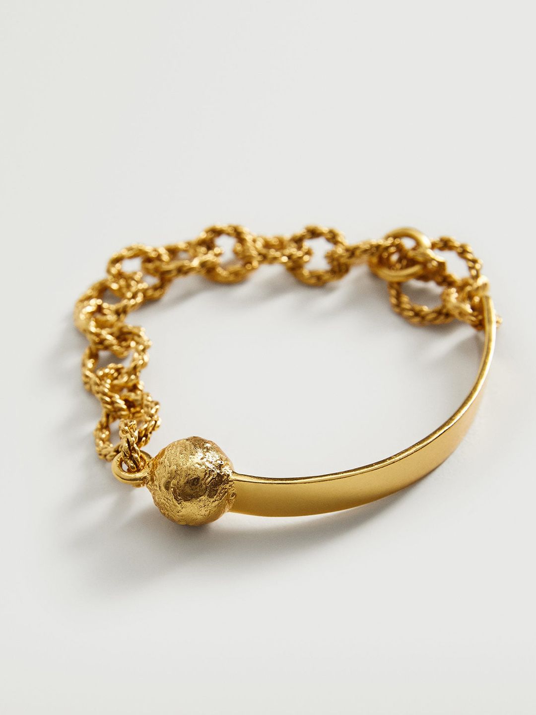 MANGO Women 24K Gold-Plated Link Cuff Bracelet Price in India