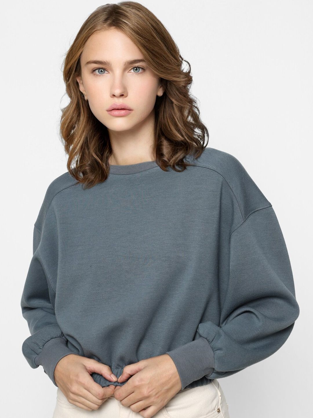 ONLY Women Grey Casual Sweatshirt Price in India