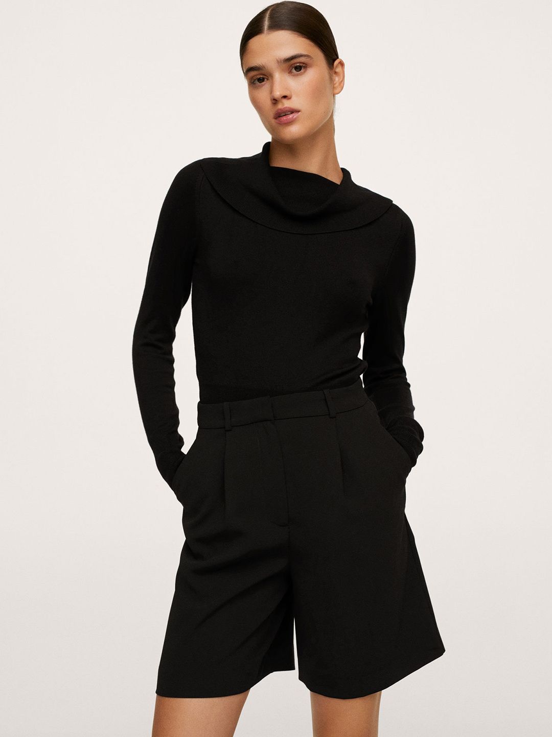 MANGO Women Black Solid Pullover