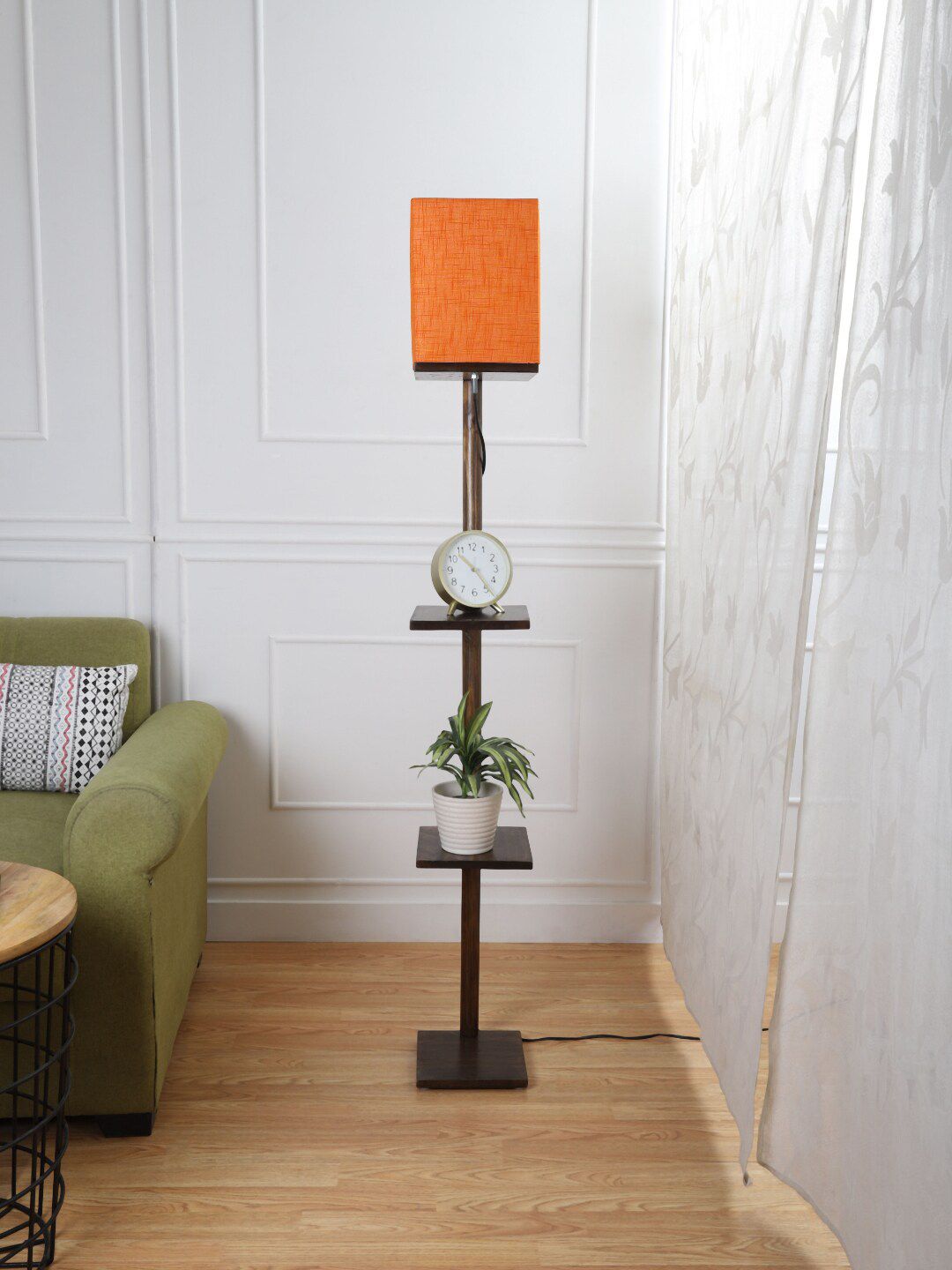 SANDED EDGE Orange & Brown Rectangular Floor Lamp Price in India