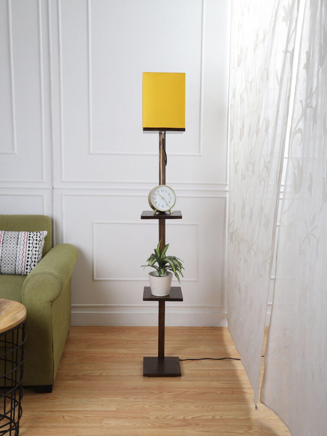 SANDED EDGE Brown and Yellow Color Shade Floor Lamp Price in India