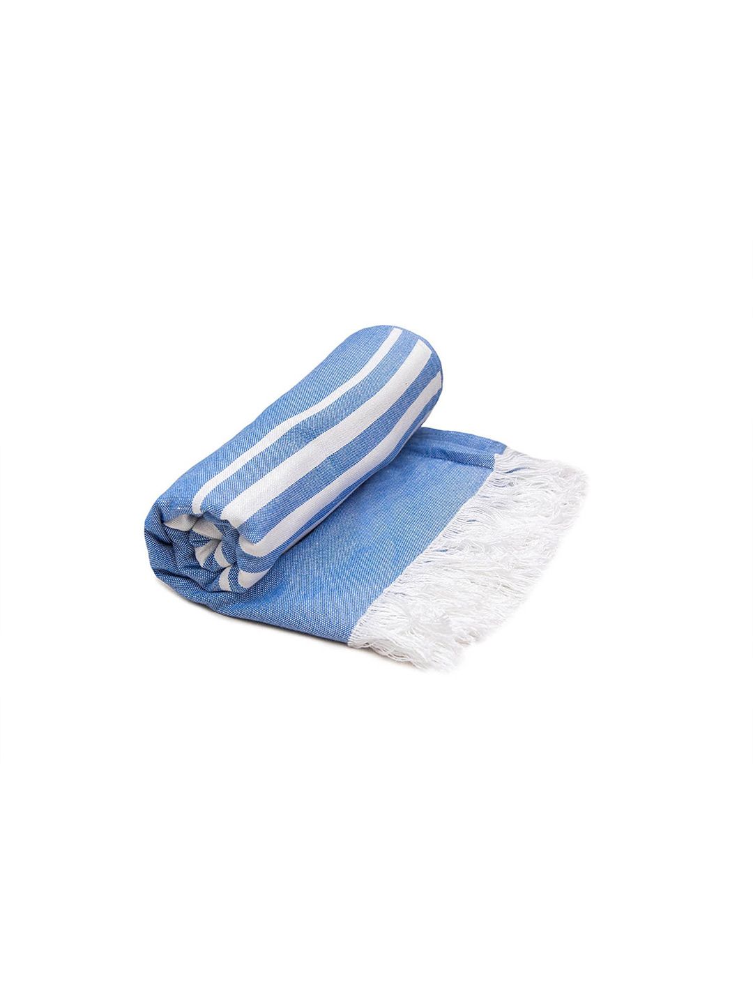 MUSH Blue & White Striped Bamboo 300 GSM Quick Dry Turkish Bath Towel Price in India