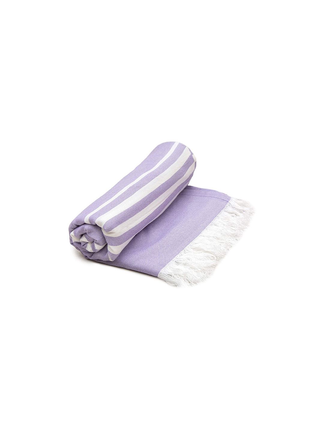 MUSH Lavender & White Striped 300 GSM Quick Dry Turkish Bath Towel Price in India
