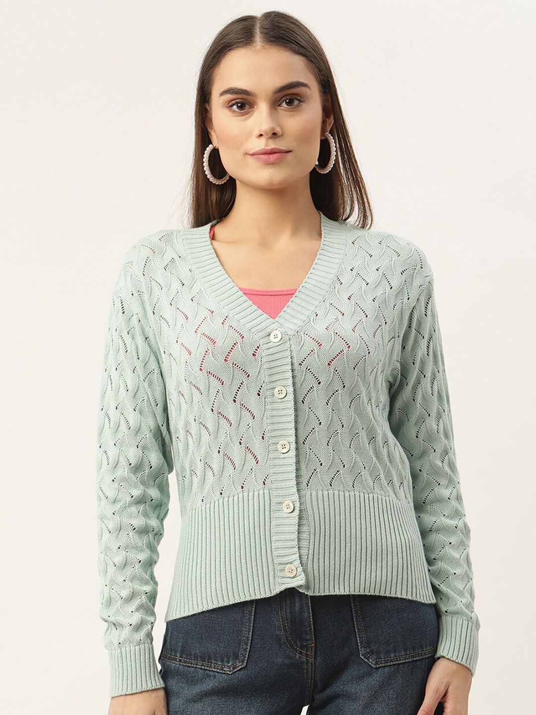 ROOTED Women Blue Cardigan Price in India