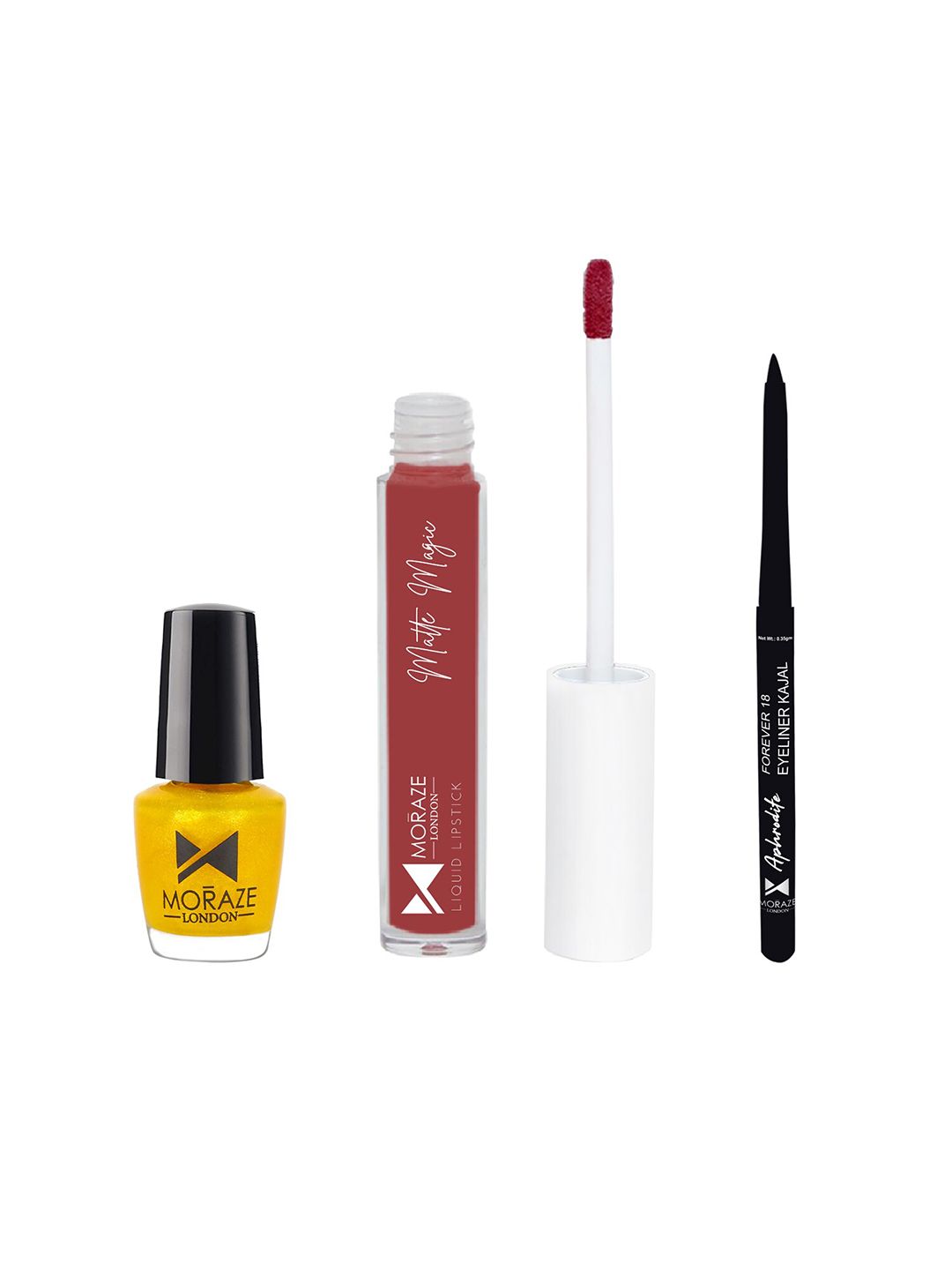 Moraze Yellow & Red Pack of Nail Polish With Kajal & Lipstick Price in India