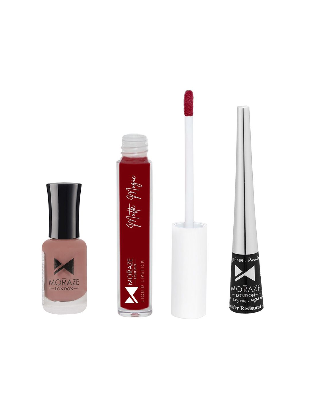 Moraze Nude Nail Polish (Purple) With 1 Lipstick (Angle) and 1 Eyeliner Combo Pack Price in India