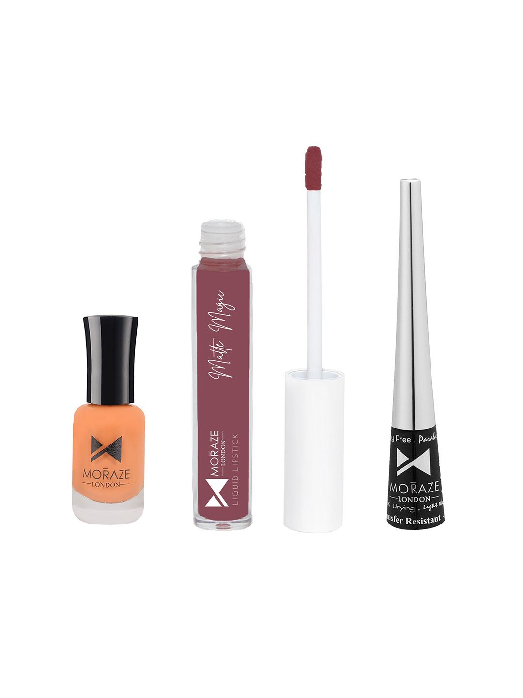 Moraze Pack Of 1 Nude Nail Polish (Autumn) With 1 Lipstick (Shades Of Love) and 1 Eyeliner Price in India