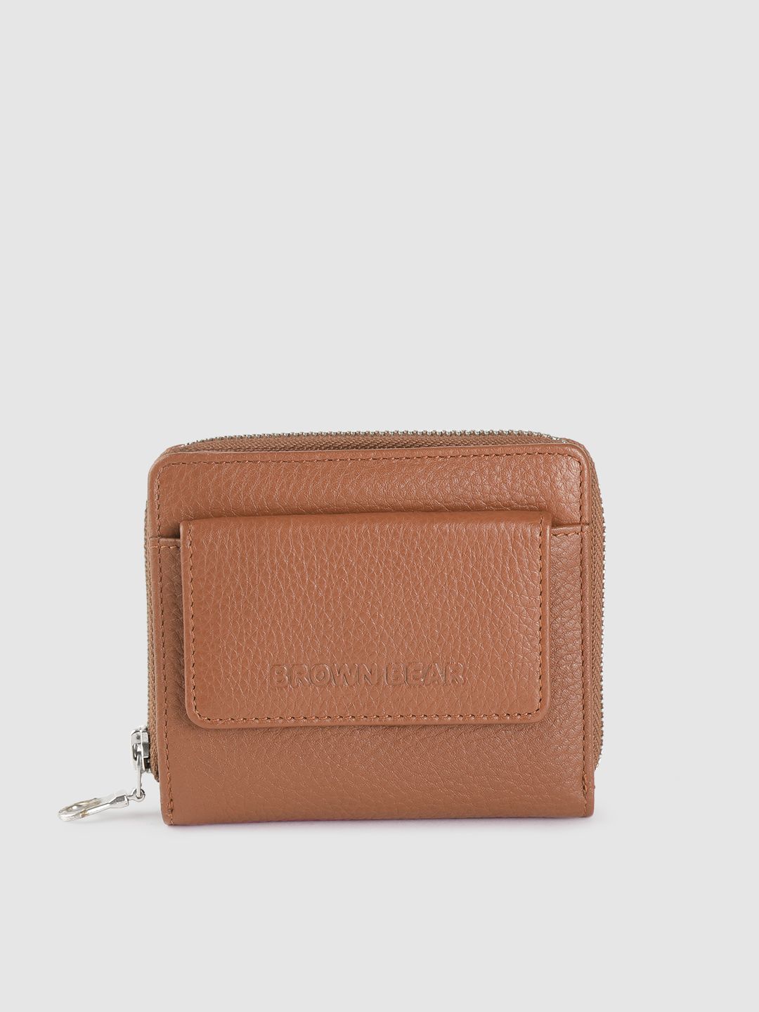 BROWN BEAR Women Tan Solid Leather Two Fold Wallet Price in India