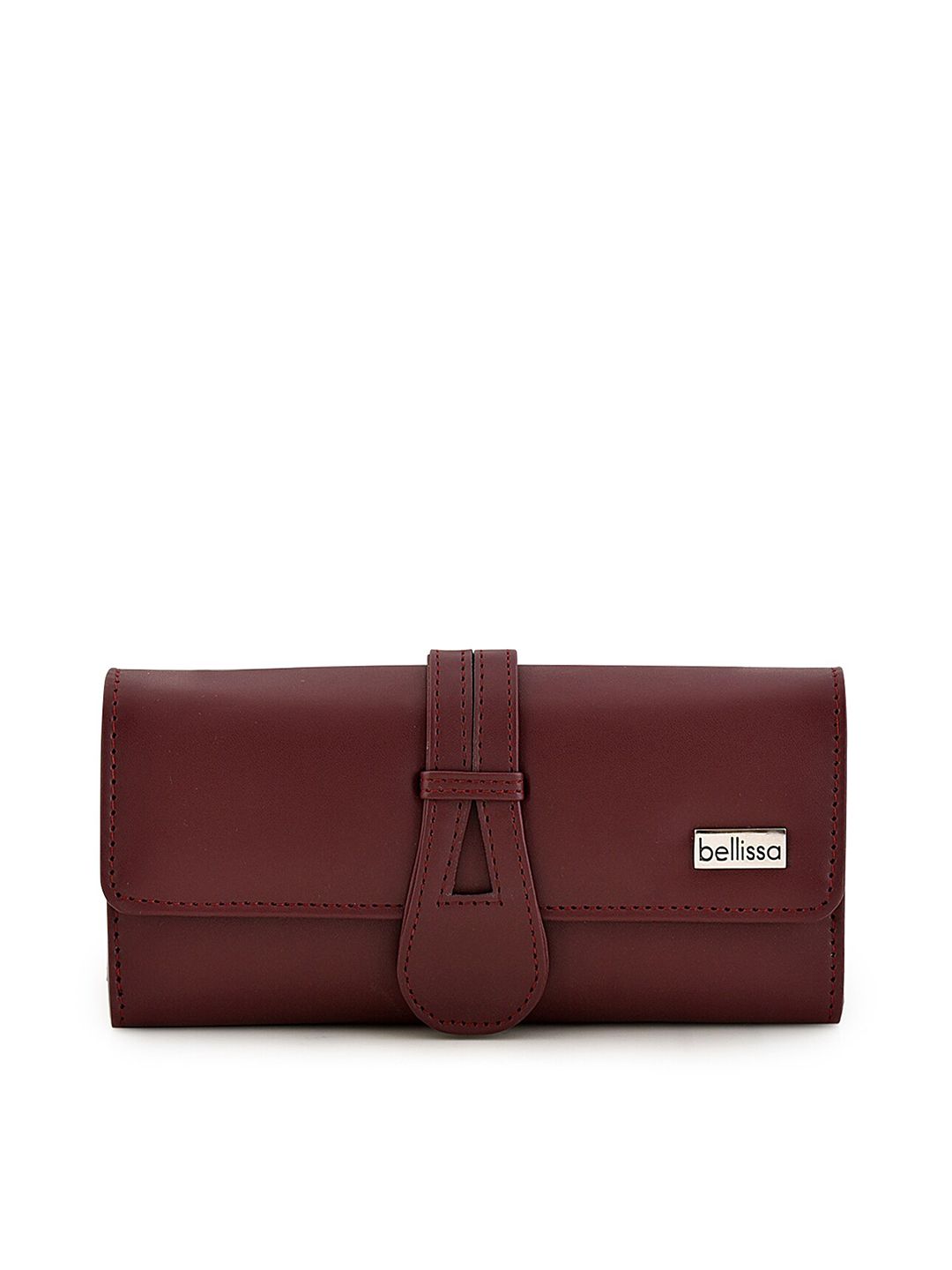 Bellissa Women Burgundy PU Three Fold Wallet Price in India