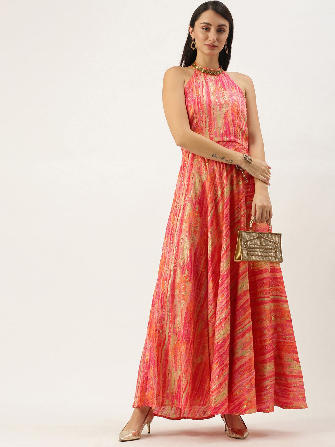 EthnoVogue Multicoloured Printed Made To Measure Maxi Dress Price in India
