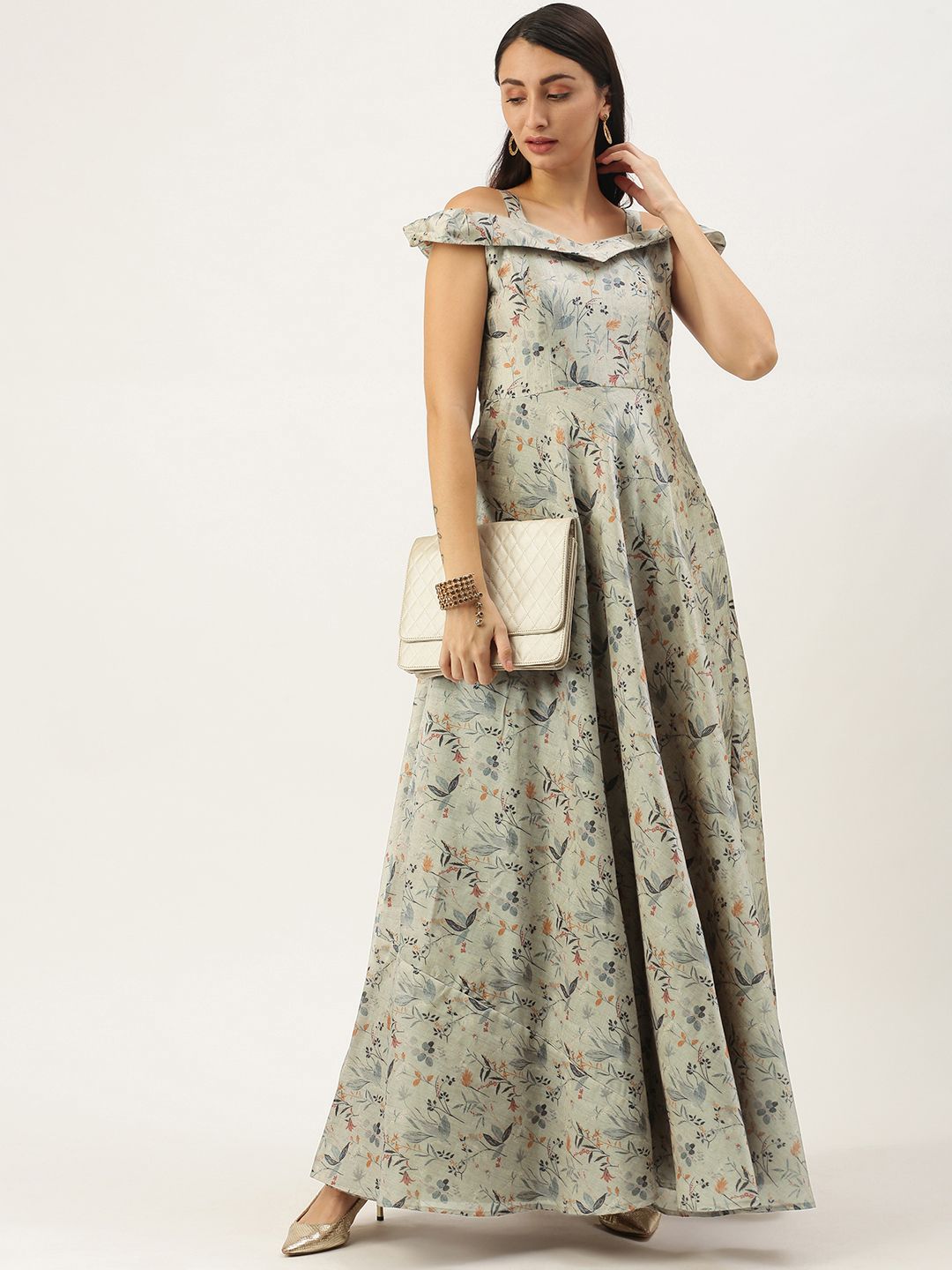 EthnoVogue Multicoloured Floral Print Made To Measure  Maxi Dress Price in India