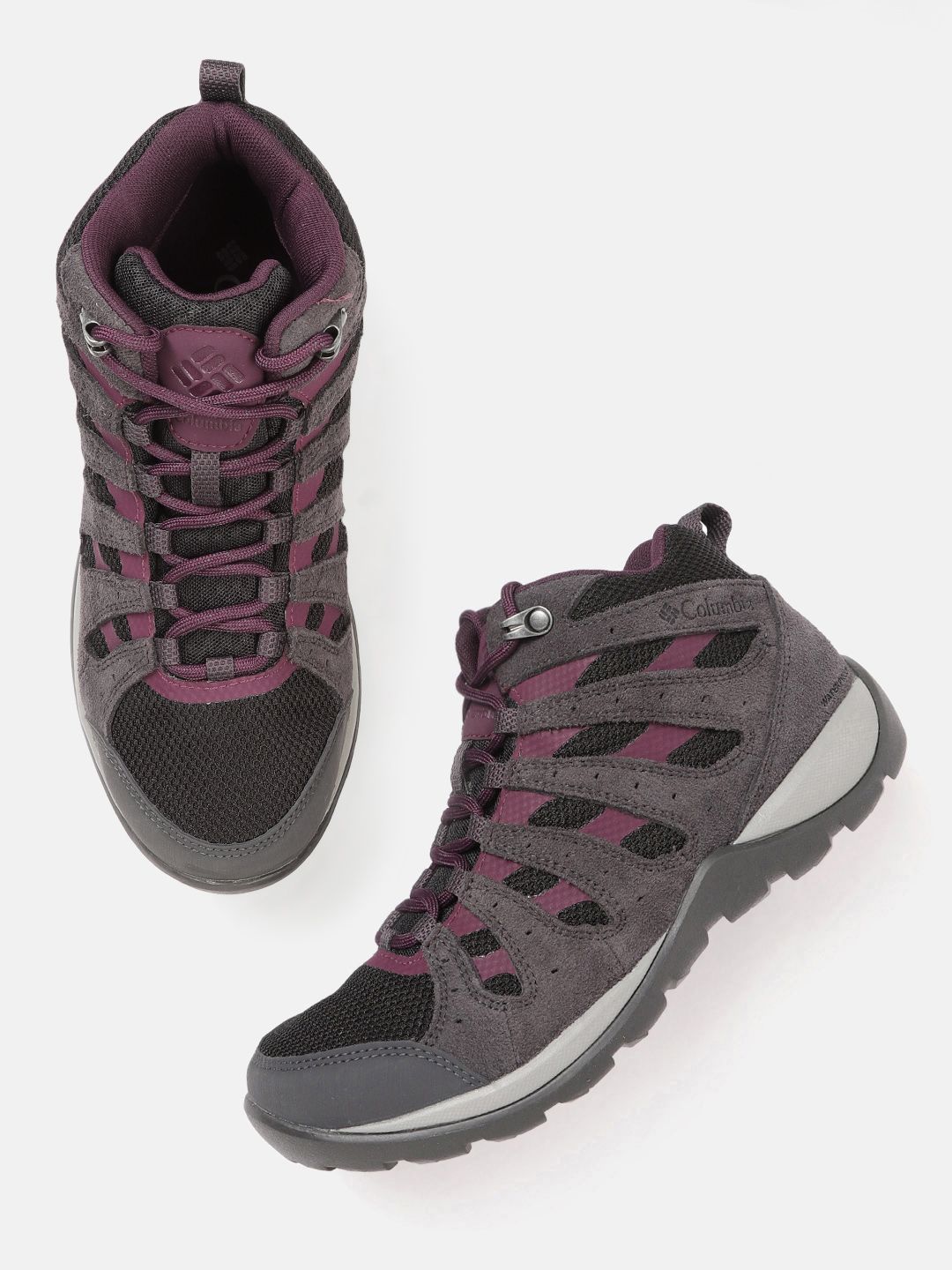 Columbia Women Black & Purple REDMOND V2 MID WP Trekking Non-Marking Shoes Price in India