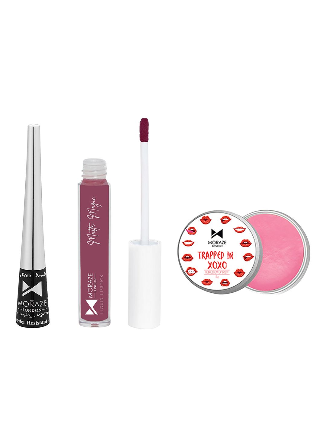 Moraze Combo Pack Of 1 Lipstick (You Go) With 1 Eyeliner And 1 Lip Balm (Bubblegum) Price in India