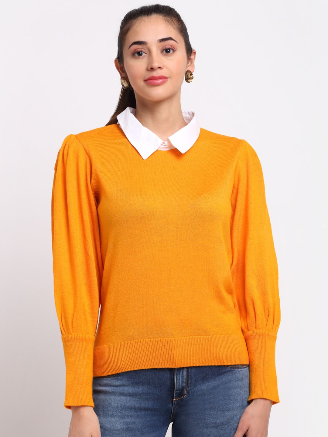 Club York Women Yellow Acrylic Pullover Price in India