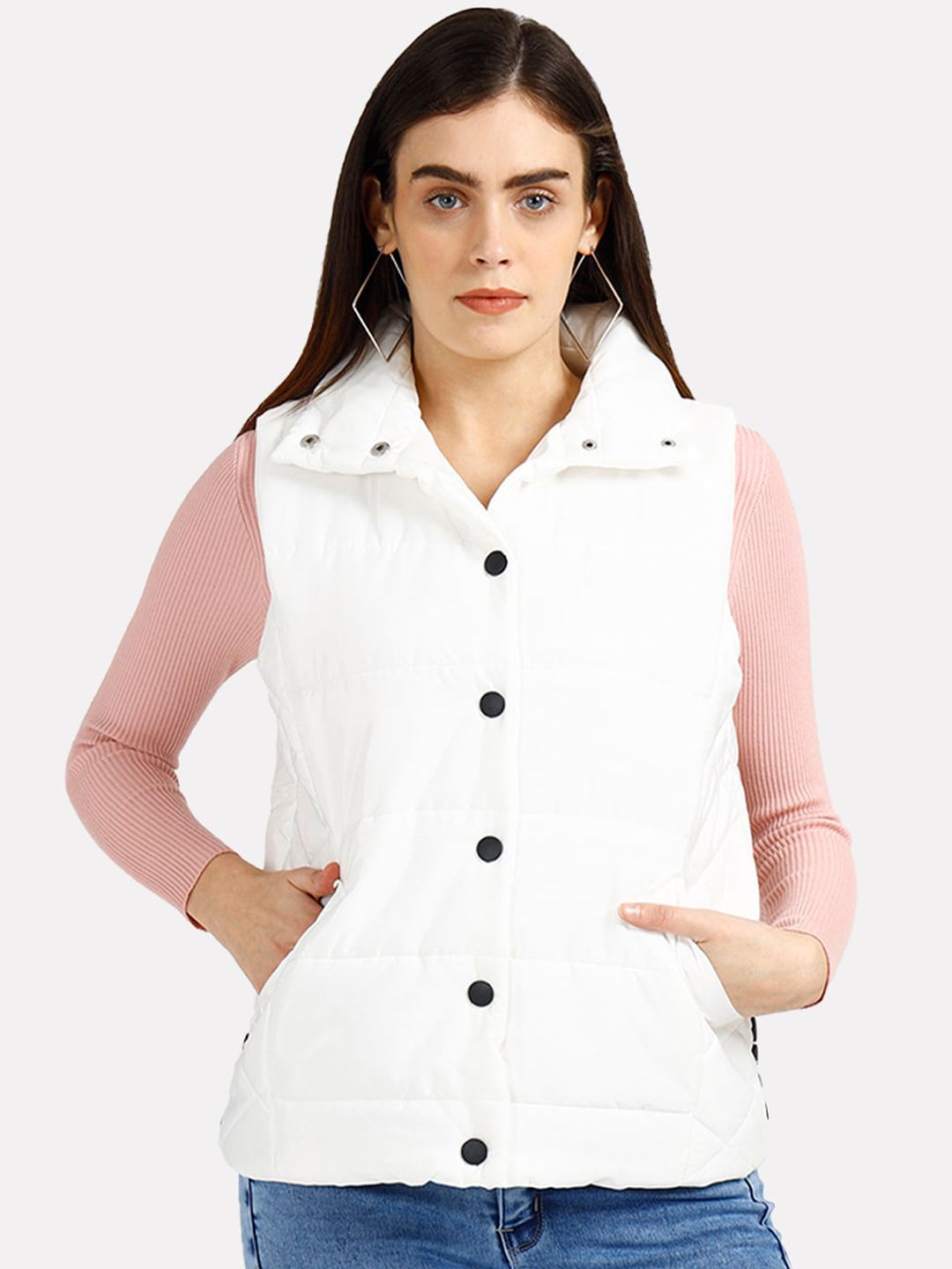 iki chic Women White Outdoor Padded Jacket Price in India