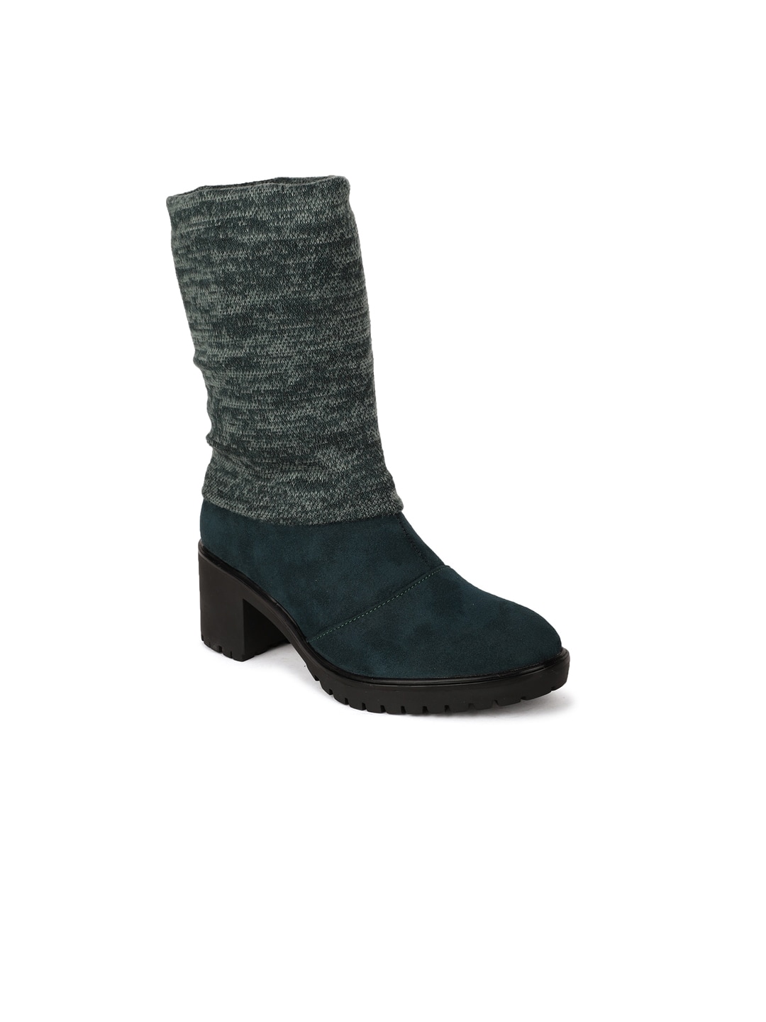 Bruno Manetti Green Suede Block Heeled Boots Price in India