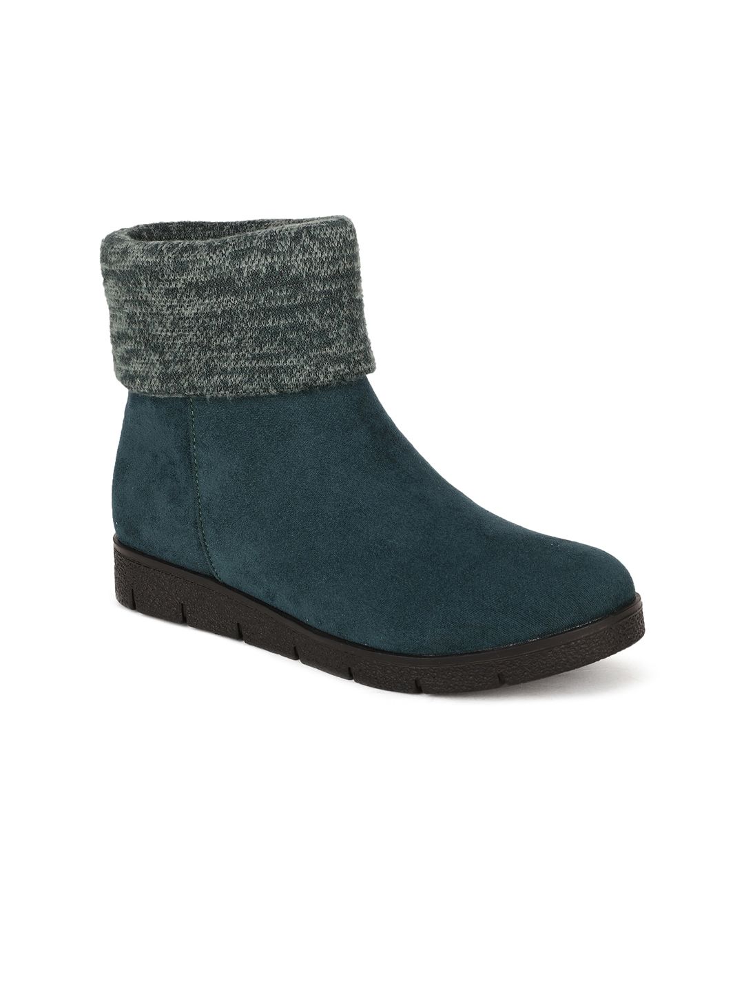 Bruno Manetti Green Suede Flatform Heeled Boots Price in India
