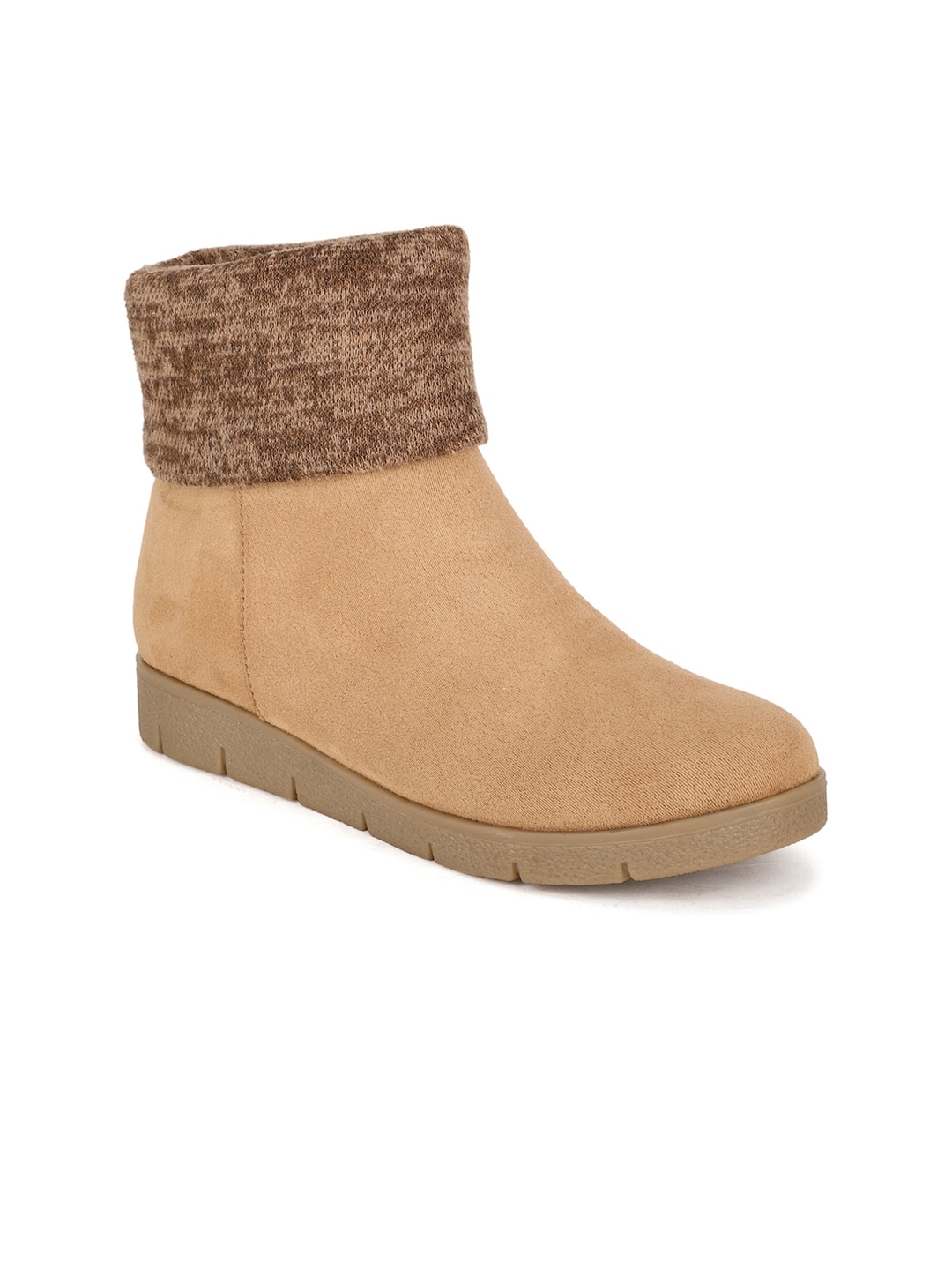 Bruno Manetti Beige Suede Wedge High-Top Heeled Boots Price in India