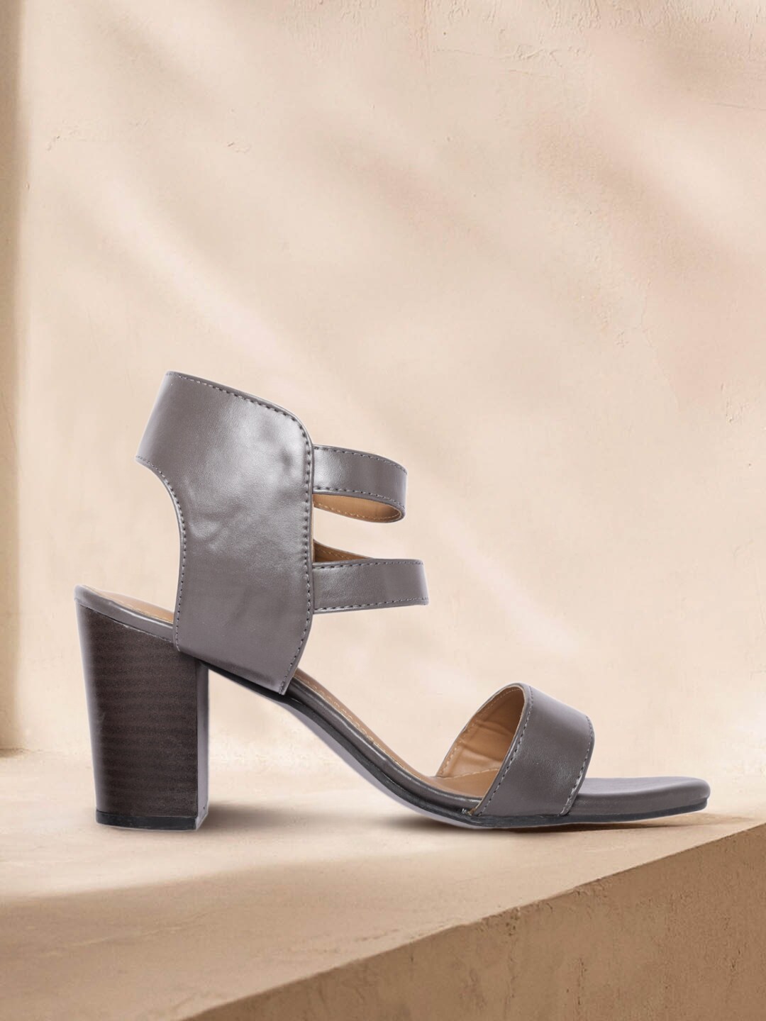 The Roadster Lifestyle Co Grey Solid Block Heels Price in India
