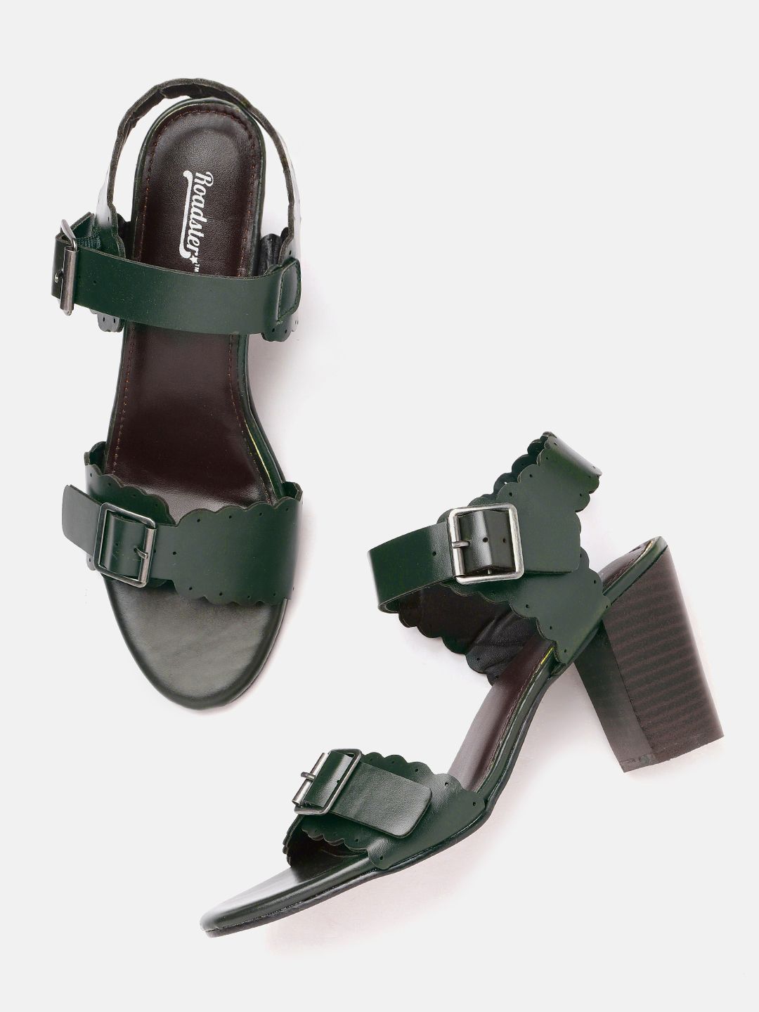 Roadster Green Block Heels with Buckles Price in India