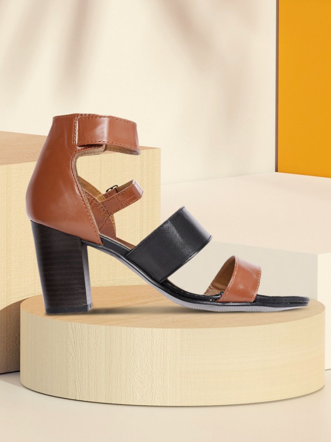 The Roadster Lifestyle Co Brown & Black Colourblocked Block Heels Price in India