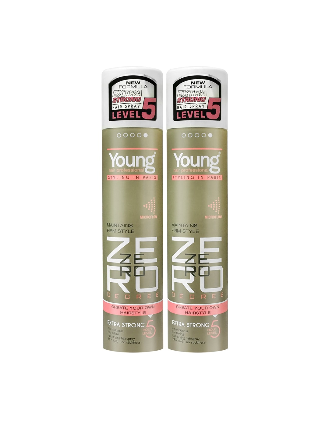 Young Pack of 2 Professional Zero Degree Extra Strong Hair Spray-300ml Each Price in India