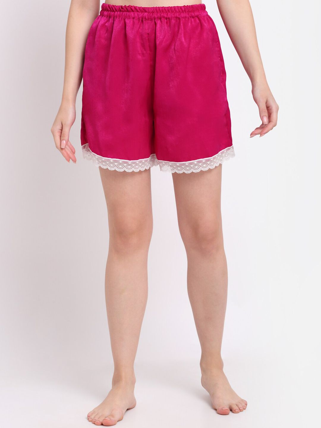 EROTISSCH Women Pink Loose Fit High-Rise Lounge Shorts Price in India