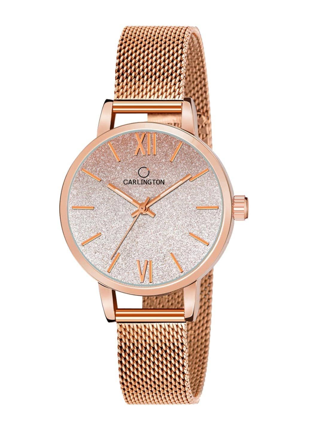 CARLINGTON Women Printed Dial Bracelet Style Straps Watch - Carlington CT2018 RoseGold Price in India