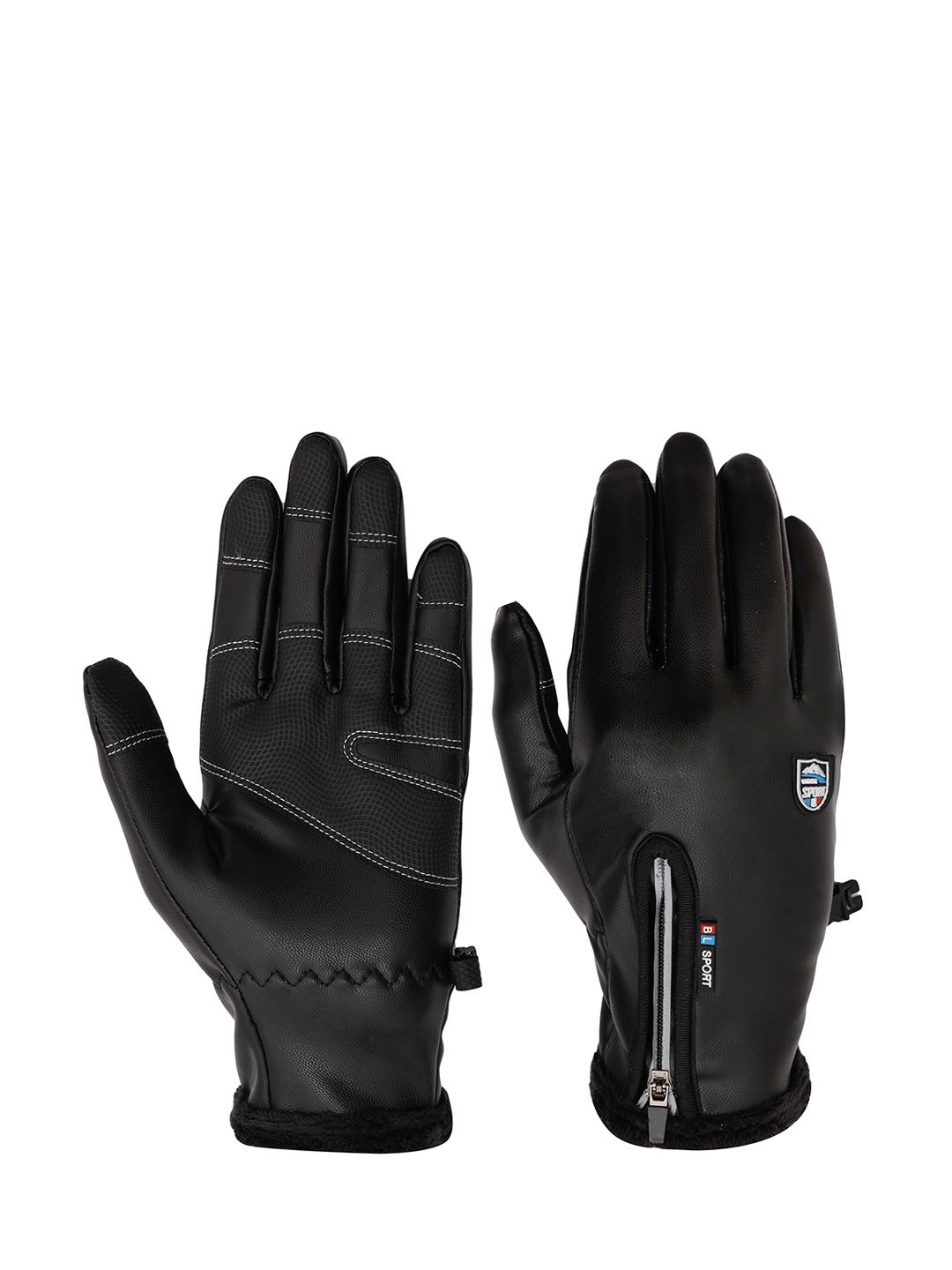 FabSeasons Unisex Black Patterned Gloves Price in India