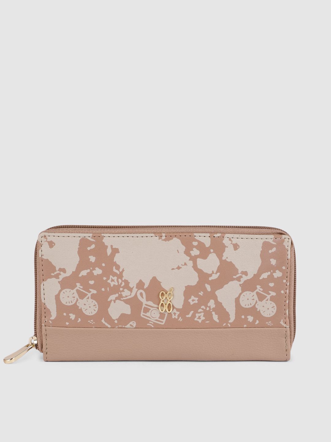 Baggit Women Beige Printed Zip Around Wallet Price in India