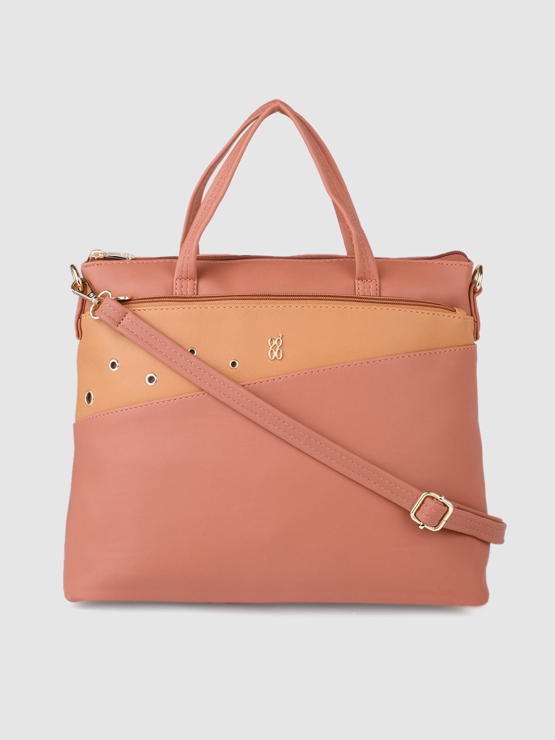 Baggit Pink & Orange Colourblocked Handheld Bag Price in India