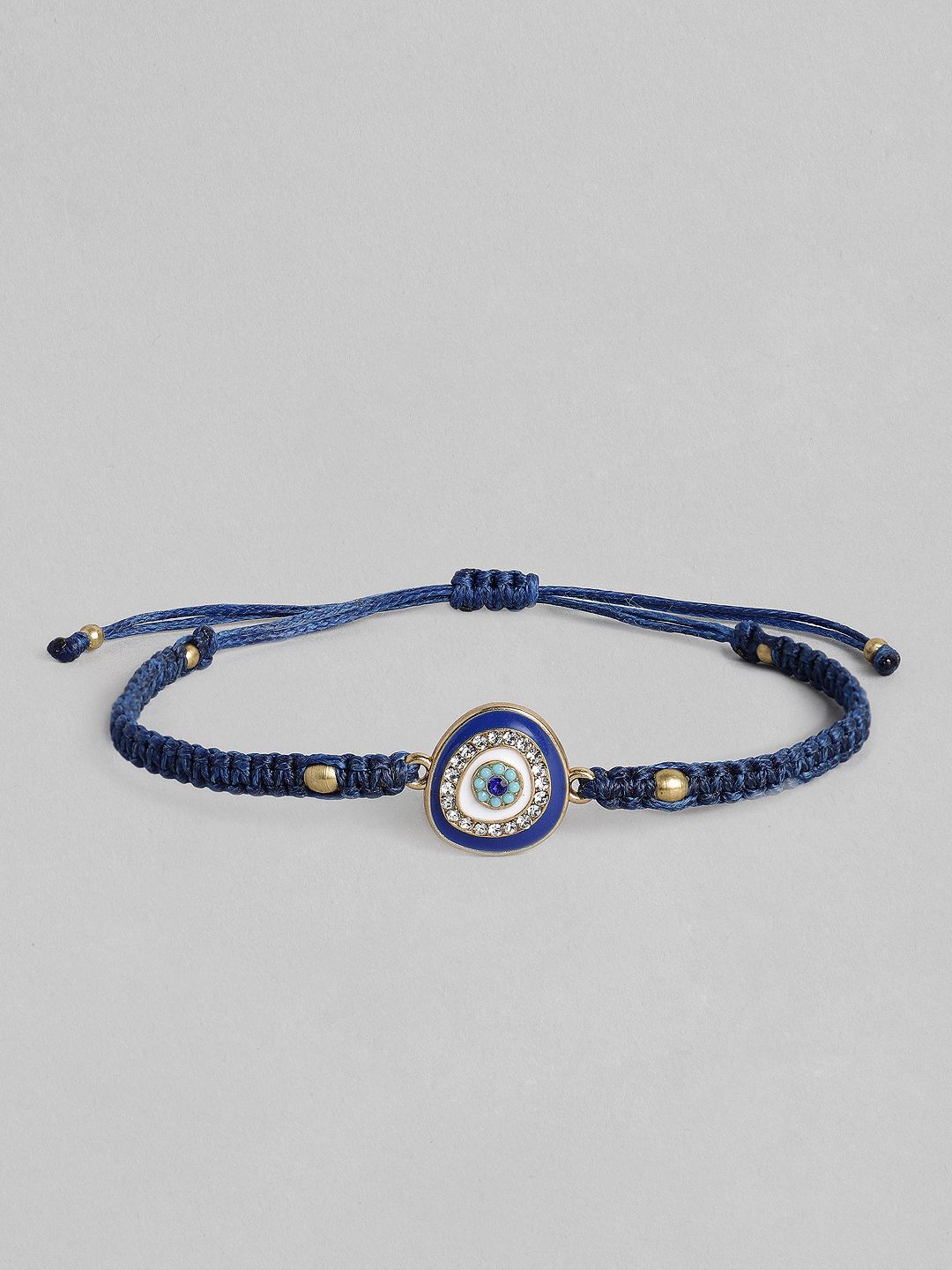 EL REGALO Unisex Blue  Silver-Toned Handcrafted Wraparound Evil Eye Bracelet Price in India