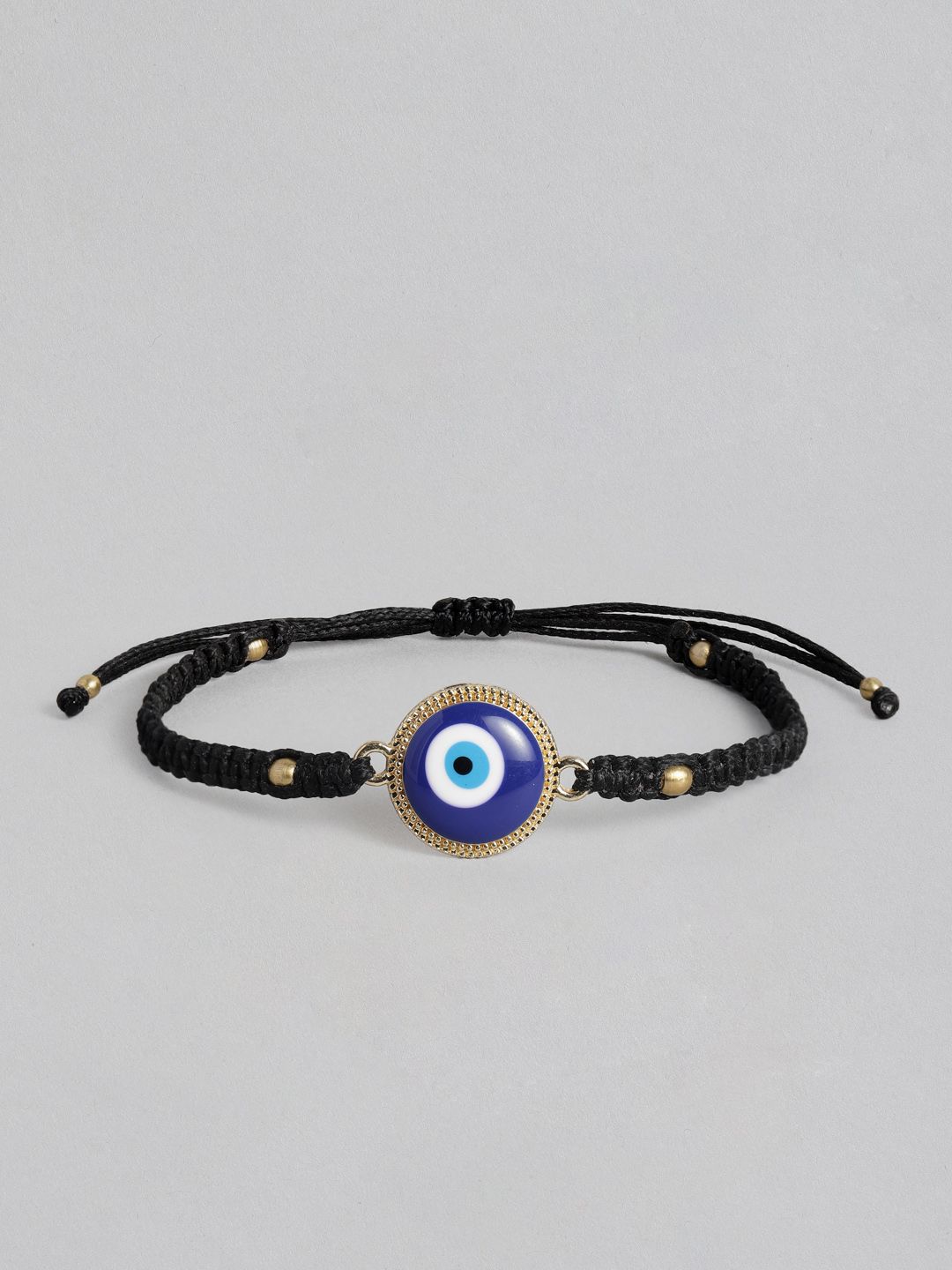 EL REGALO Unisex Black Silver-Toned Handcrafted Wraparound Evil Eye Bracelet Price in India