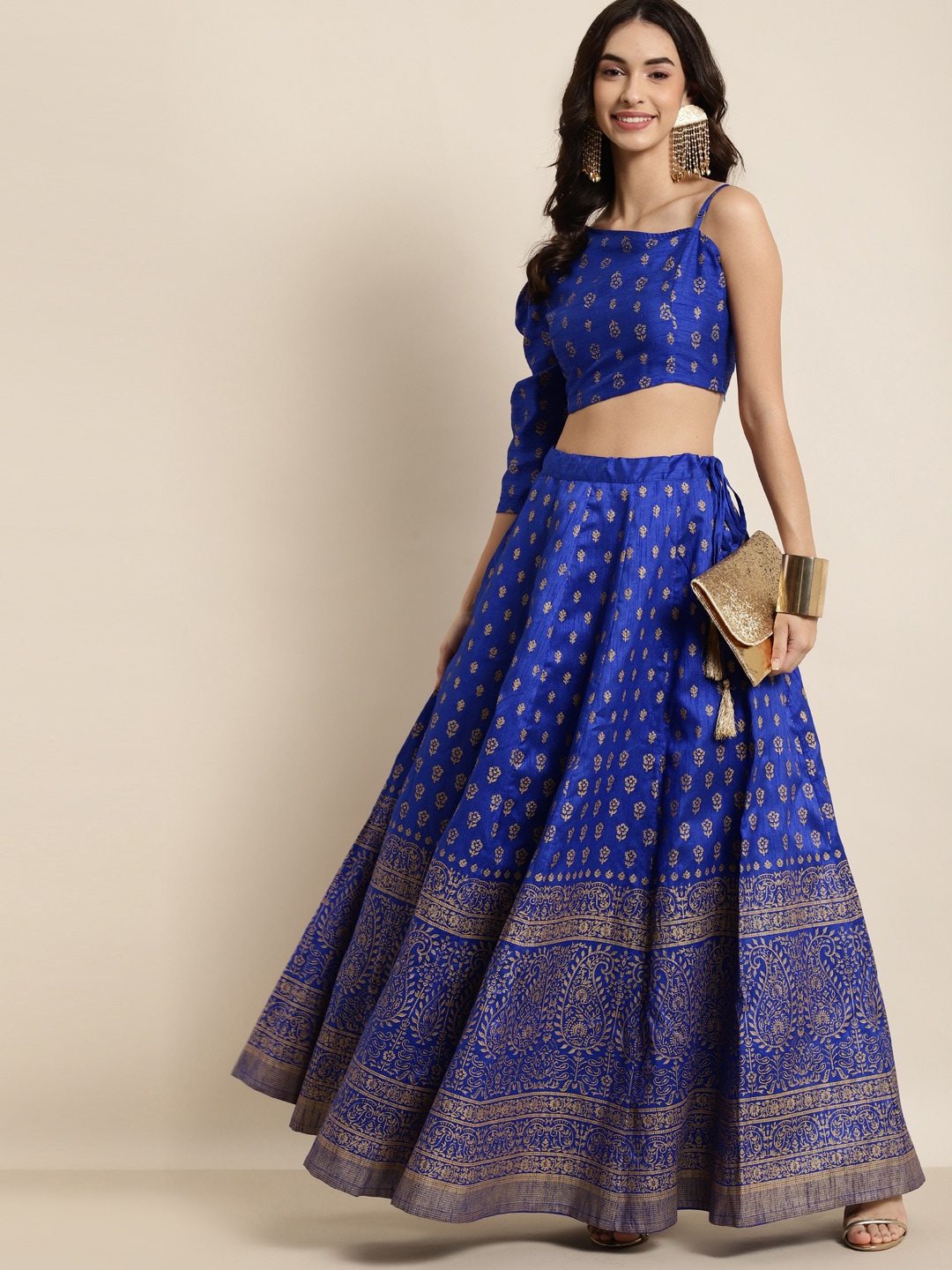 Shae by SASSAFRAS Women Blue Foil Printed Anarkali Maxi Skirt Price in India