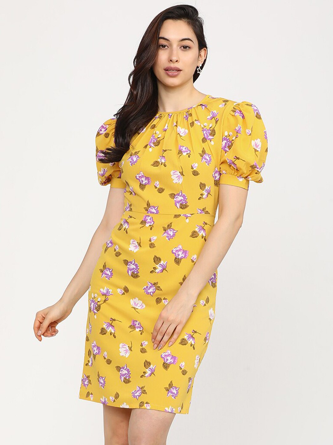 Tokyo Talkies Woman Yellow Floral Sheath Dress Price in India