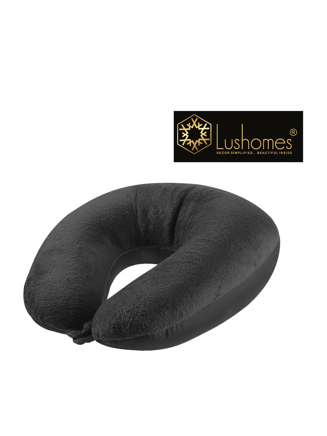Lushomes Charcoal Grey Solid Velvet Travel Neck Pillow Price in India