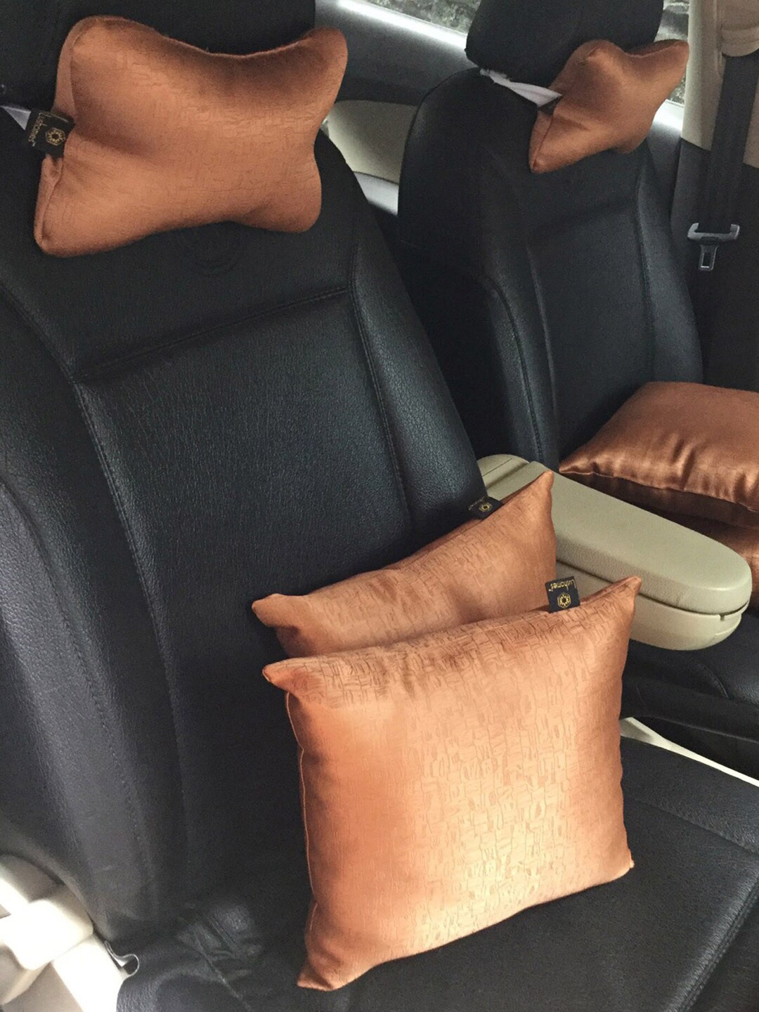 Lushomes Brown Set of 6 Textured Car & Neck Pillows Price in India