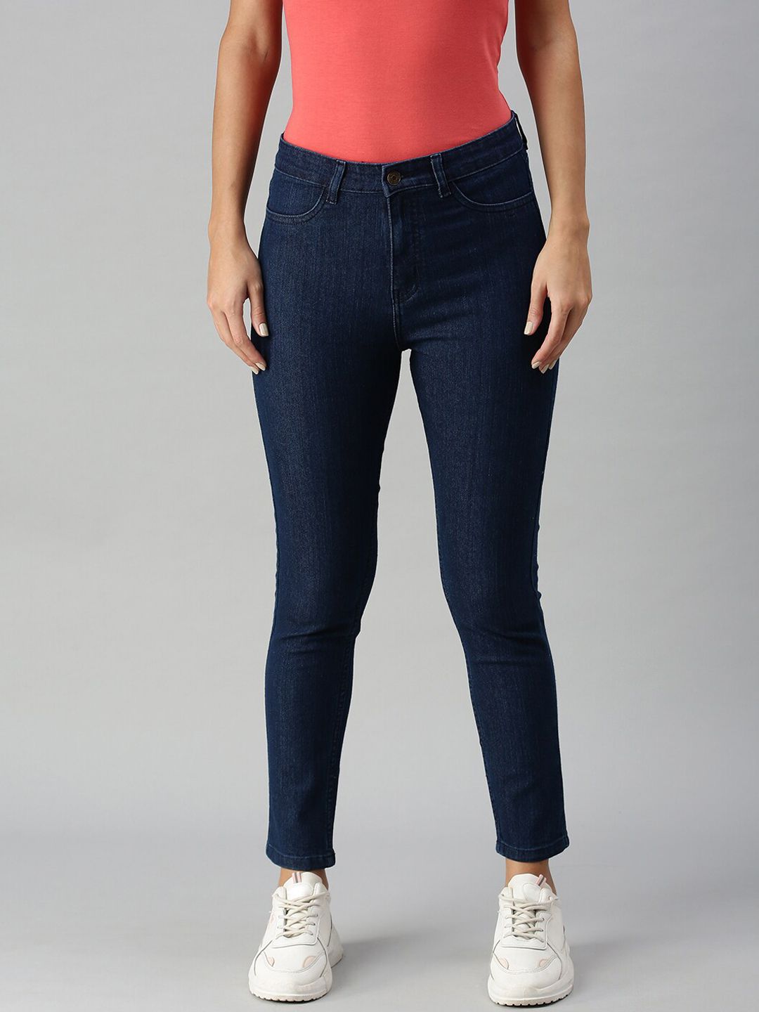 De Moza Women Blue Skinny Fit Stretchable Jeans Price in India