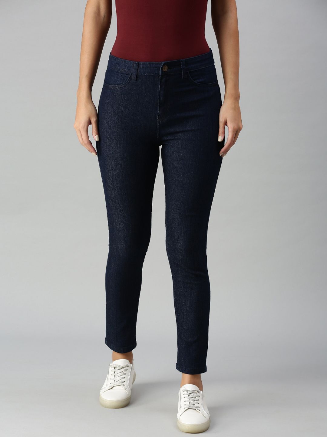 De Moza Women Blue Skinny Fit Stretchable Jeans Price in India