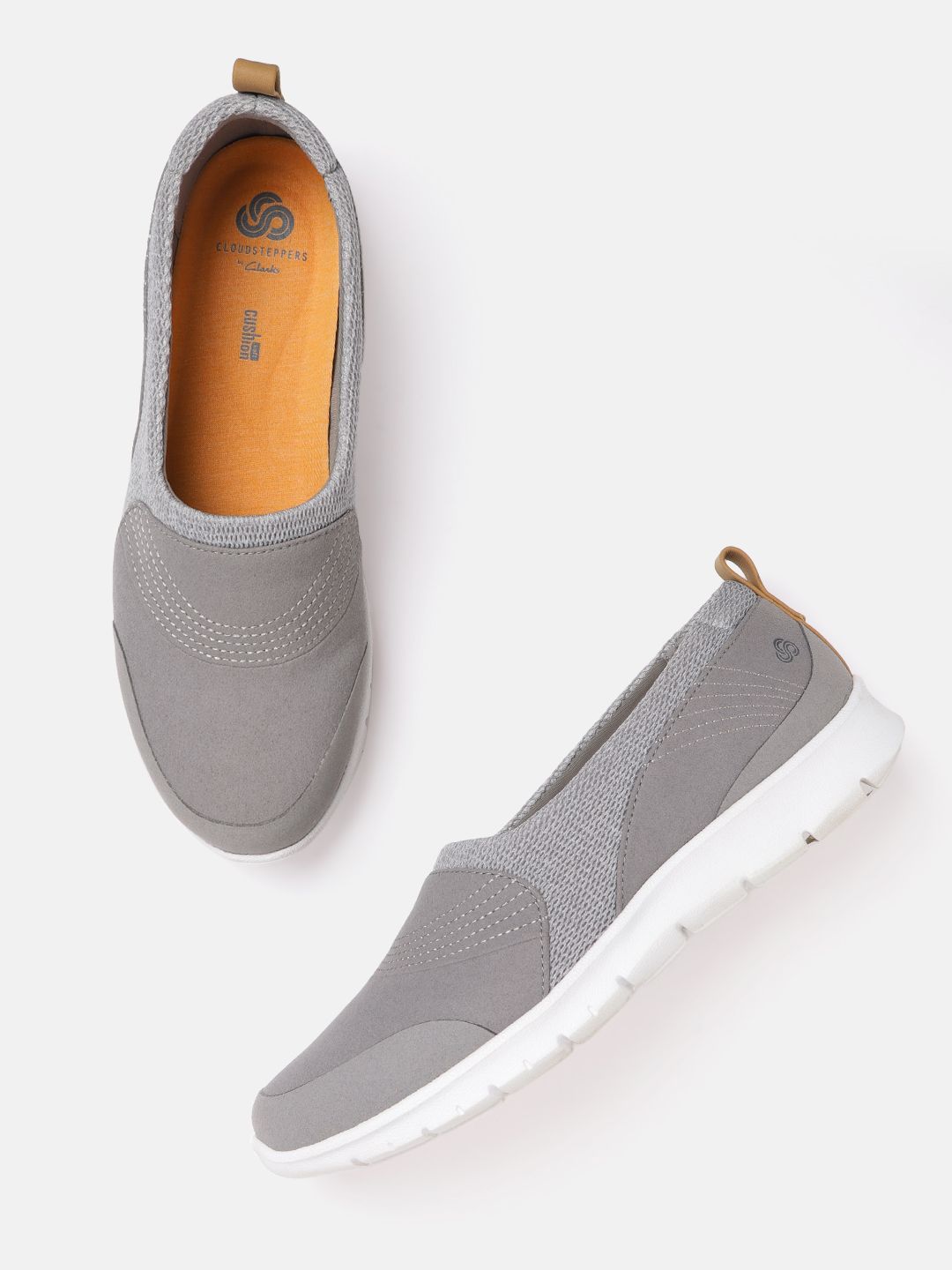 Clarks Women Grey Step Allenabel Woven Design Detail Slip-On Sneakers with Thread-Work Price in India