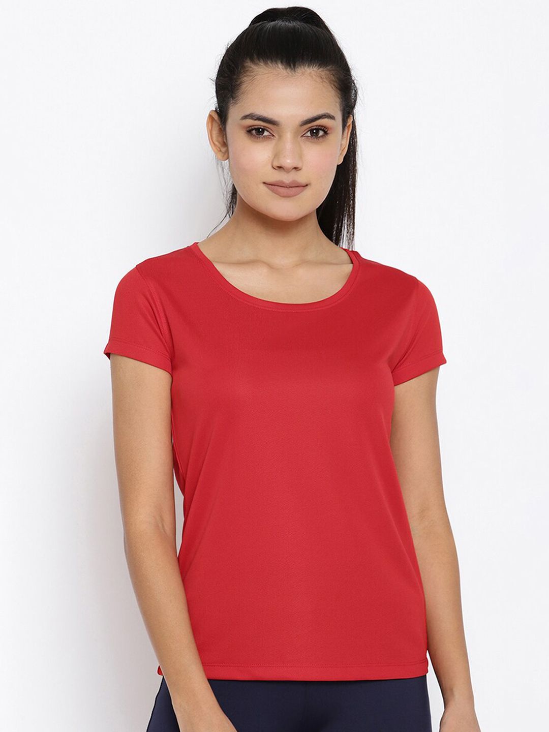 ScoldMe Women Red Slim Fit T-shirt Price in India