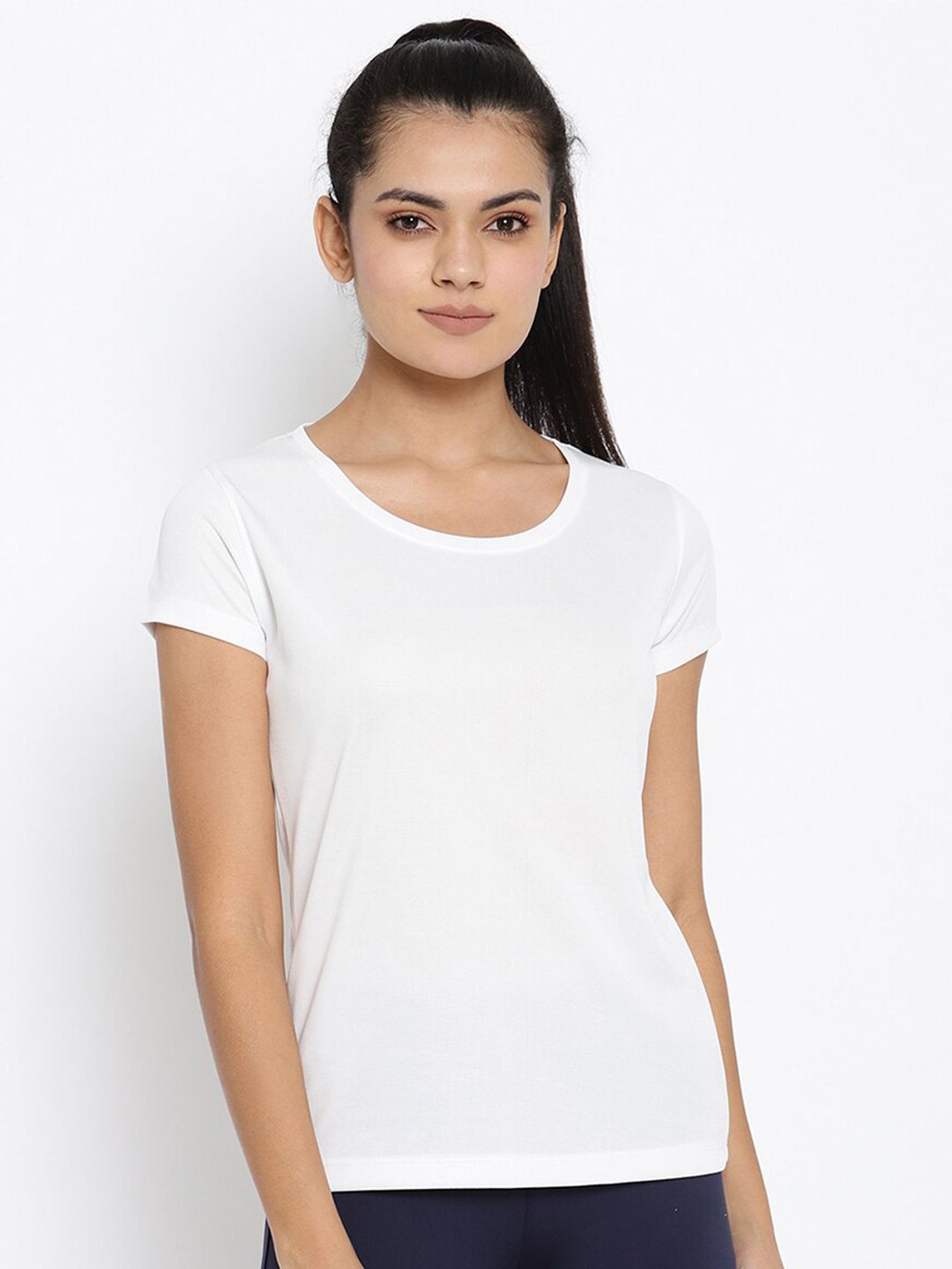 ScoldMe Women White Slim Fit T-shirt Price in India