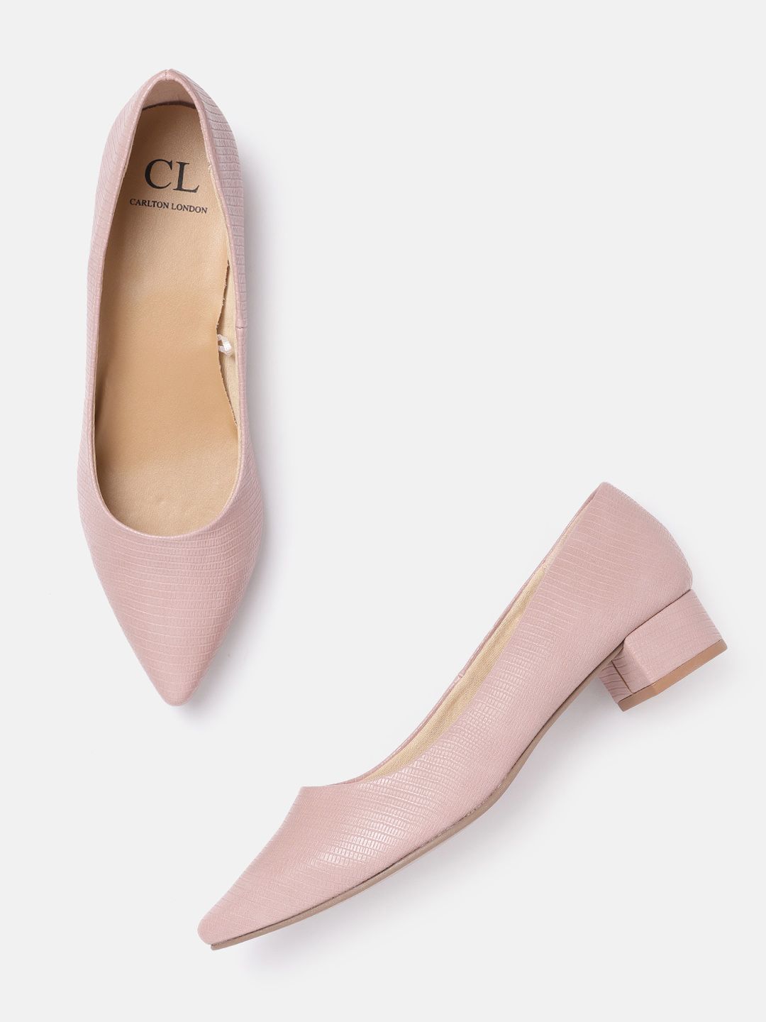 Carlton London Women Peach-Coloured Reptile Textured Ballerinas