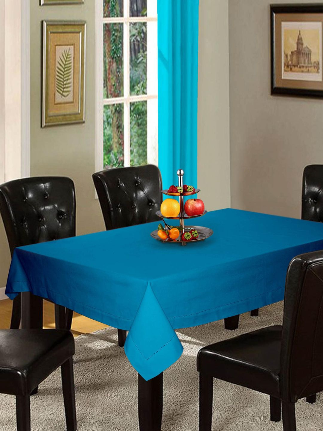 Lushomes Blue Solid 8 Seater Table Cloth Price in India