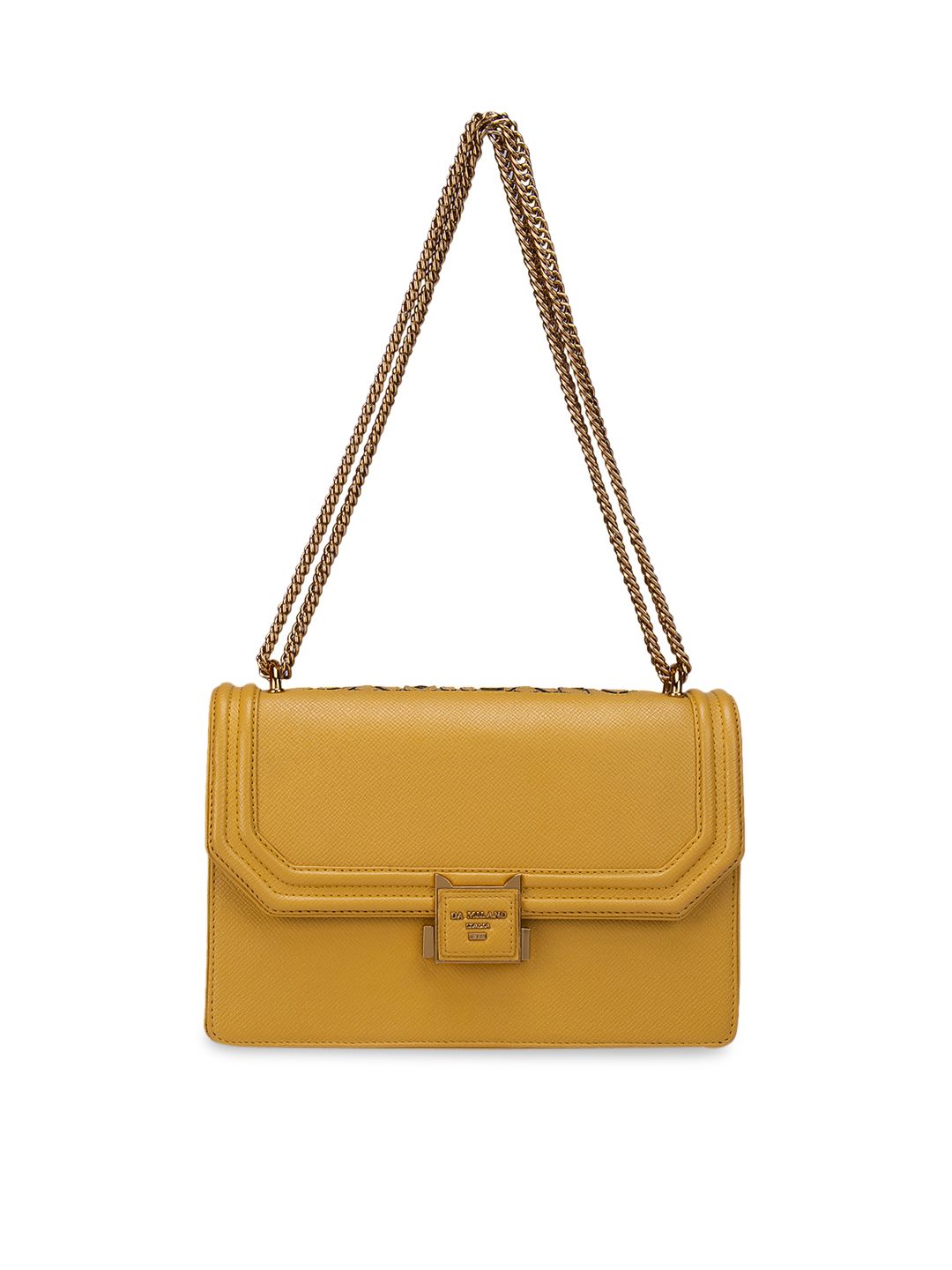 Da Milano Yellow Leather Structured Sling Bag Price in India