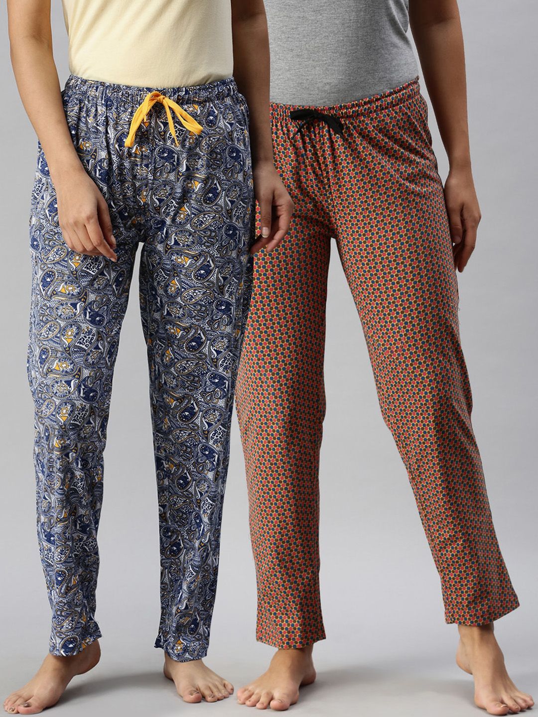 Kryptic Women Pack Of 2 Printed Pure Cotton Lounge Pants Price in India