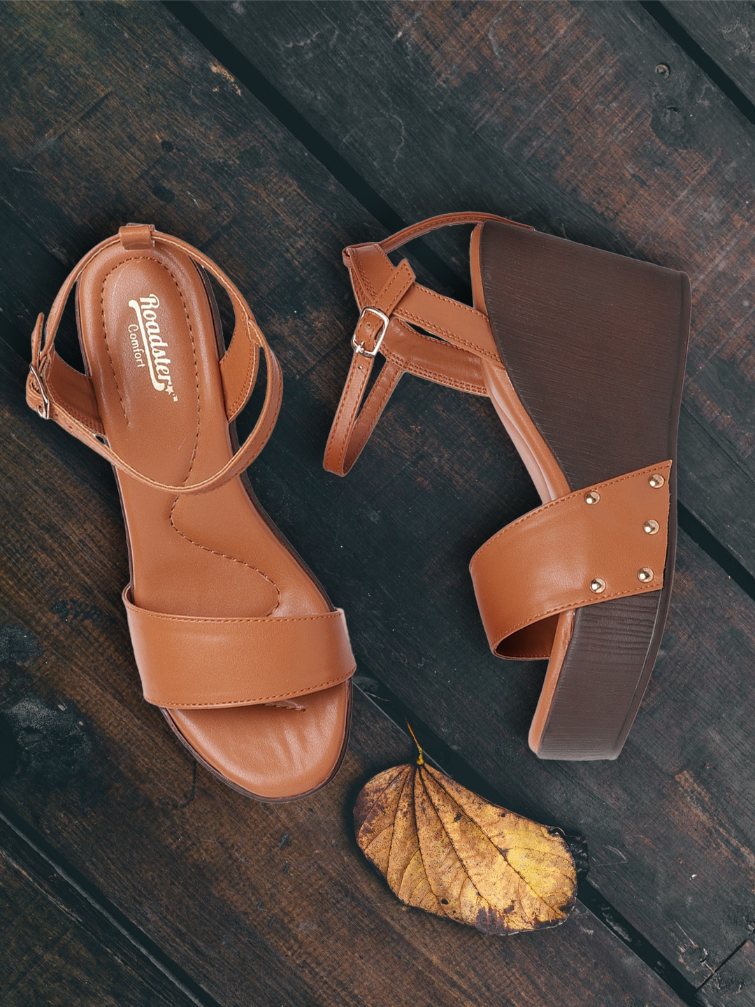 The Roadster Lifestyle Co Tan Brown Solid Wedges Price in India