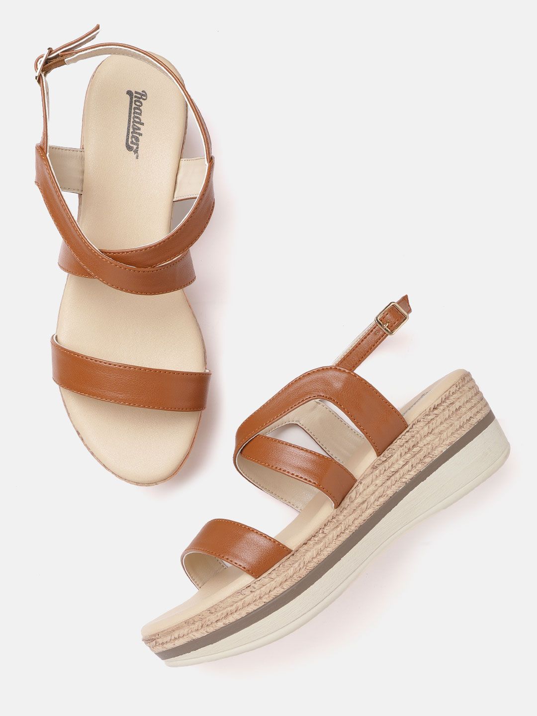 The Roadster Lifestyle Co Women Tan Brown Solid Flatforms Price in India