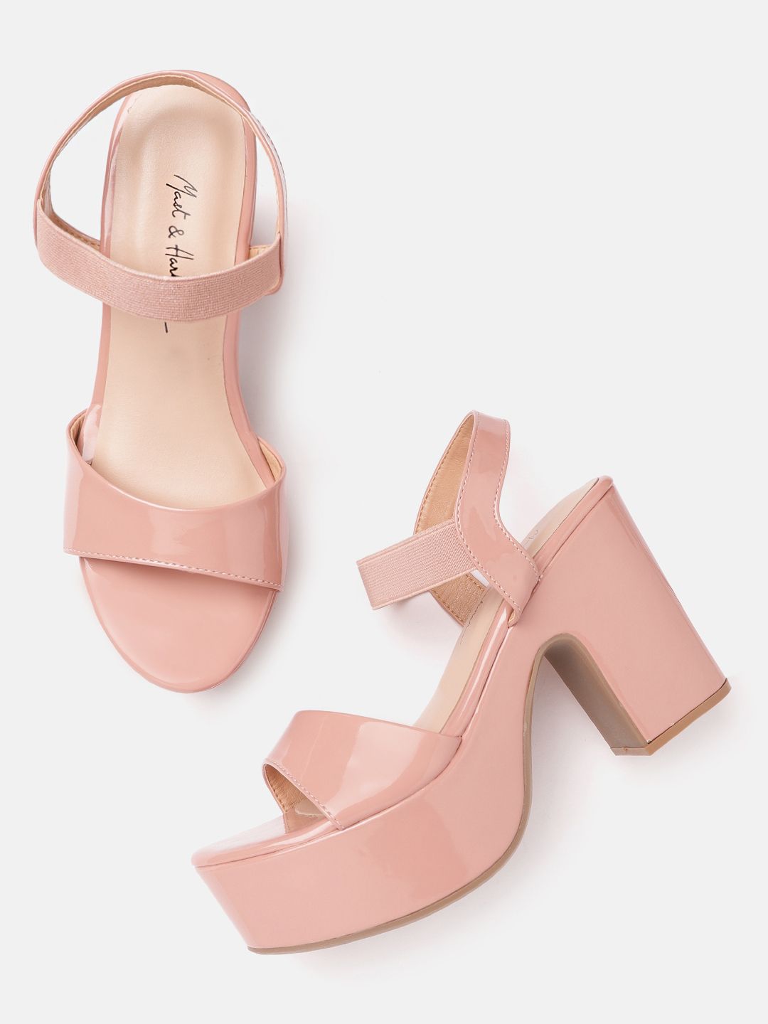 Mast & Harbour Women Peach-Coloured Patent Finish Platforms Price in India