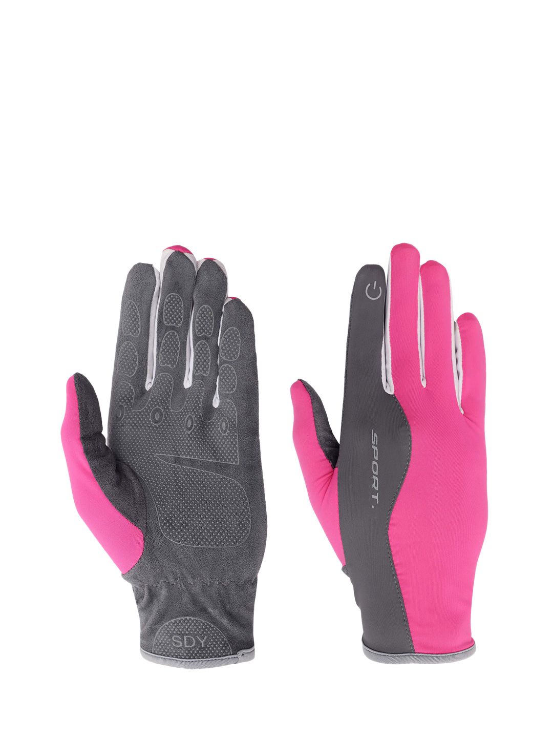 FabSeasons Pink & Grey Colourblocked Full Finger Cycling Gloves Price in India